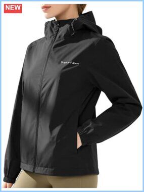 Waterproof Lightweight Rain Jacket with Hood Windbreaker Anorak